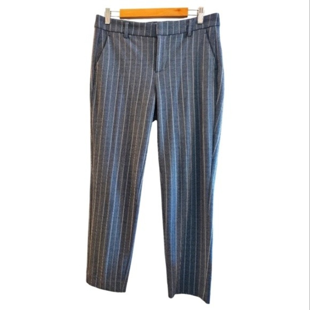 Liverpool Renee Pants Blue White Herringbone Straight Leg Stretch Size 8/29